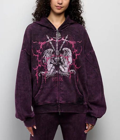 Vitriol Lenexa Shadow Purple Wash zip Hoodie